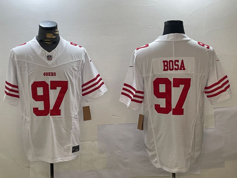 Men San Francisco 49ers #97 Bosa White three generations 2024 Nike Limited NFL Jersey style 1->->